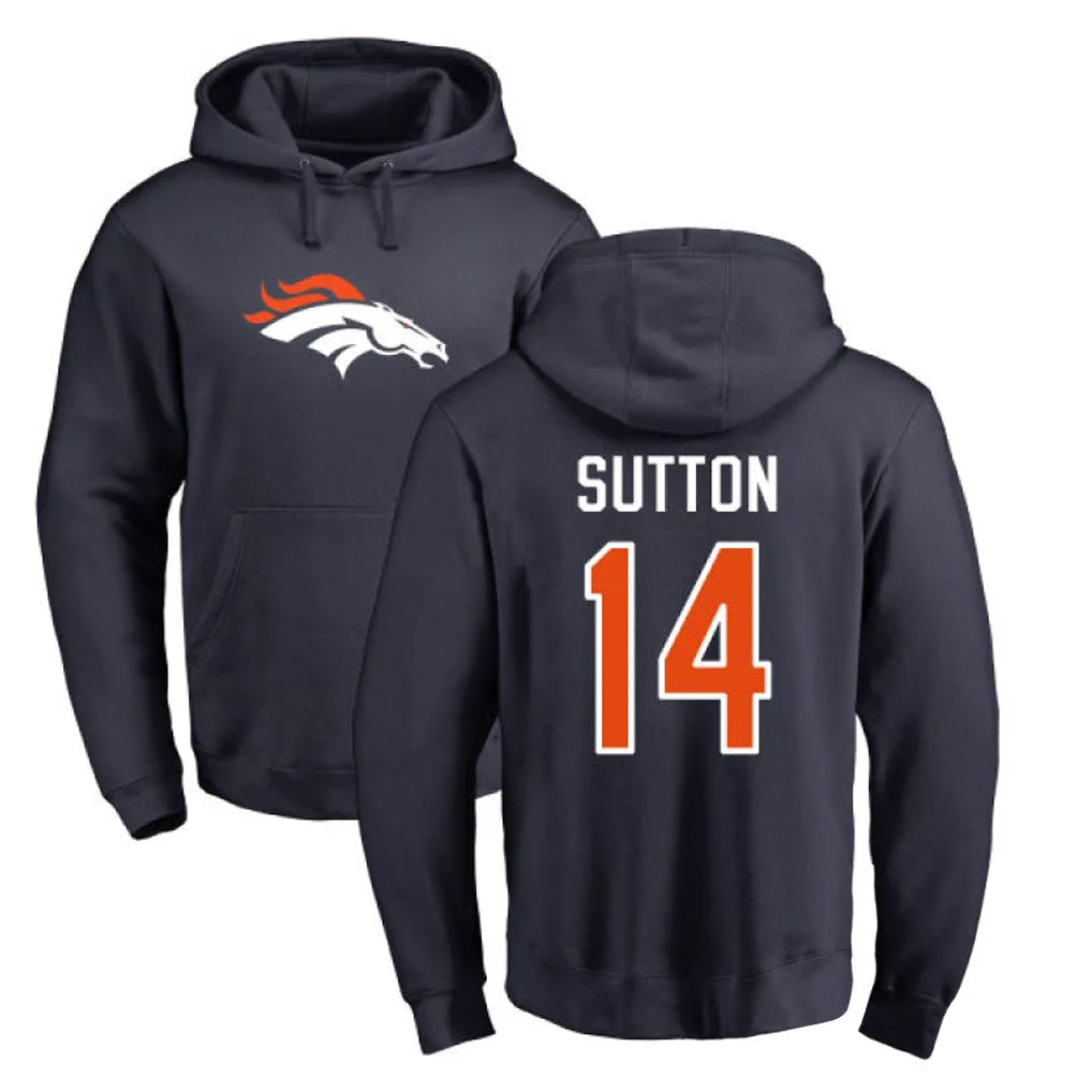 tocy D.Broncos #14 Courtland Sutton Player Navy Pullover Hoodie Limited Stitched Jerseys