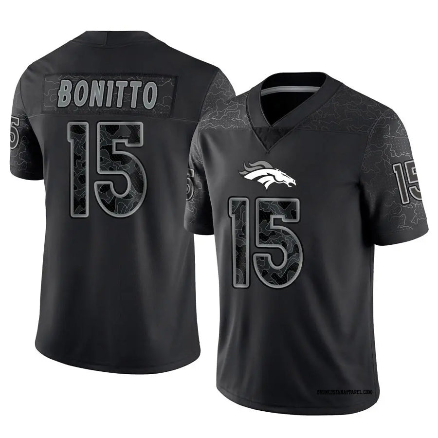 tocy D.Broncos #15 Nik Bonitto Player Black RFLCTV Limited Stitched Jerseys