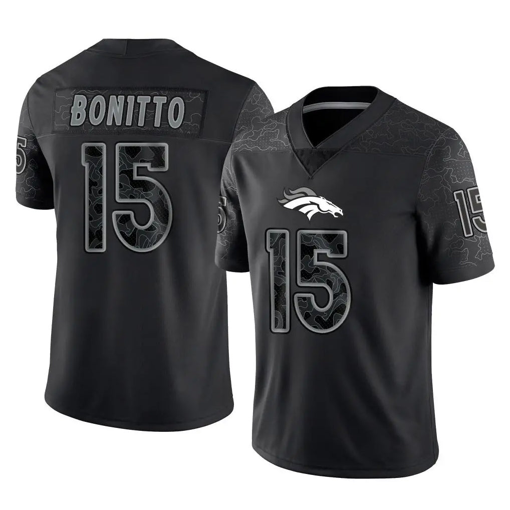 tocy D.Broncos #15 Nik Bonitto Player Black Reflective Limited Stitched Jerseys