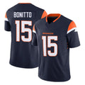 tocy D.Broncos #15 Nik Bonitto Player Navy Limited Vapor F.U.S.E. Home Game Stitched Jerseys