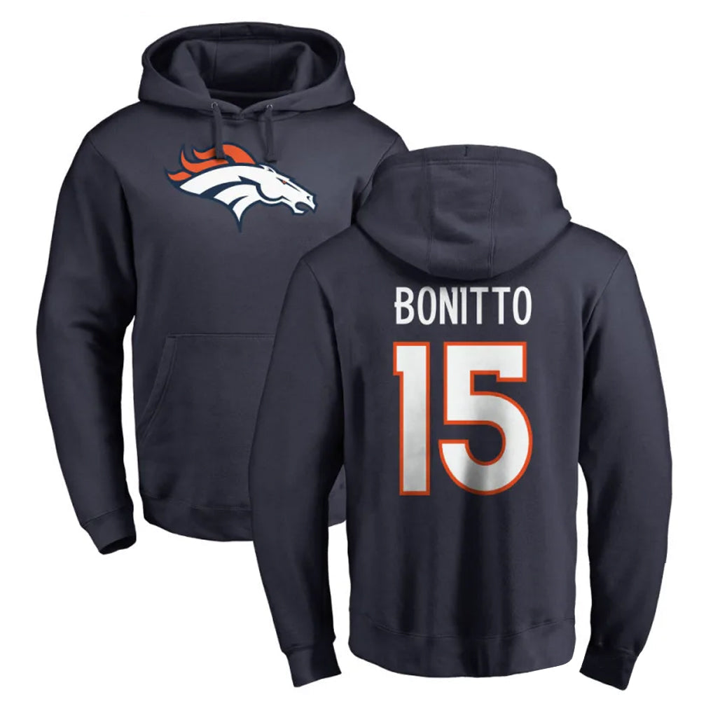tocy D.Broncos #15 Nik Bonitto Player Navy Pullover Hoodie Limited Stitched Jerseys