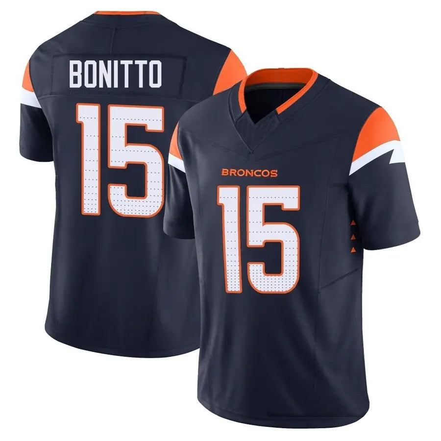 tocy D.Broncos #15 Nik Bonitto Player Navy Vapor F.U.S.E. Limited Stitched Jerseys