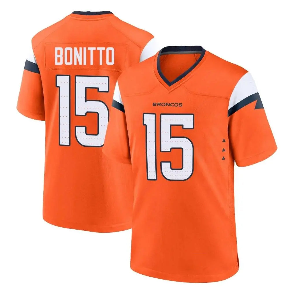 tocy D.Broncos #15 Nik Bonitto Player Orange Alternate Collection Throwback Game Stitched Jerseys