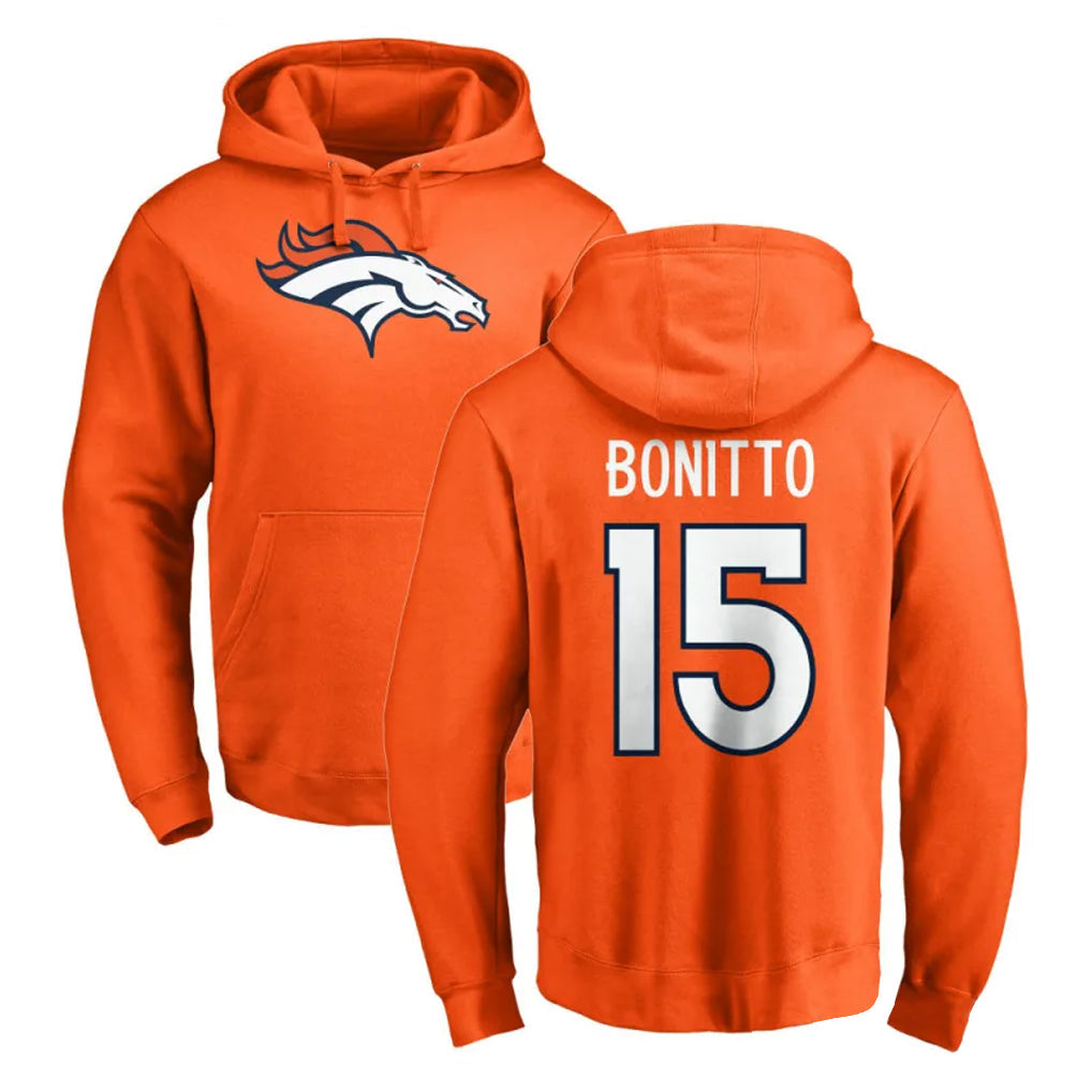 tocy D.Broncos #15 Nik Bonitto Player Orange Pullover Hoodie Limited Stitched Jerseys