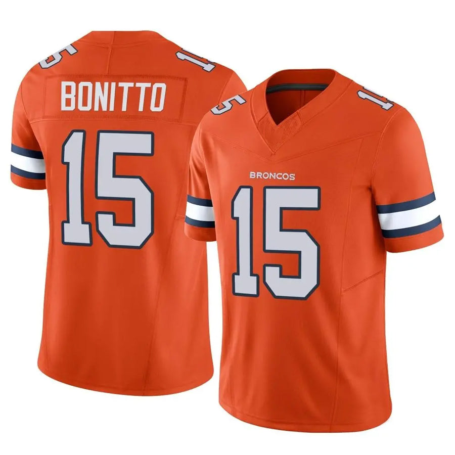 tocy D.Broncos #15 Nik Bonitto Player Orange Vapor F.U.S.E. Limited Stitched Jerseys
