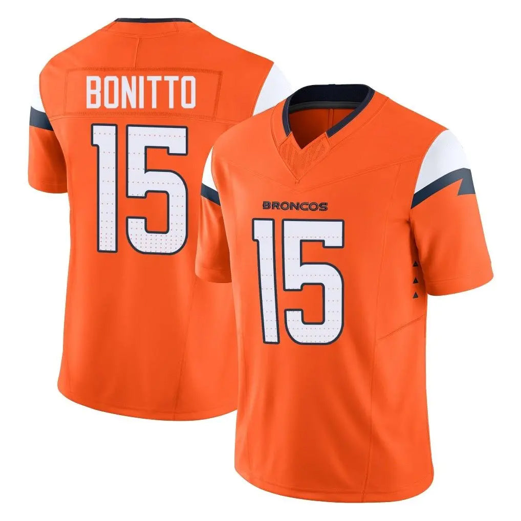 tocy D.Broncos #15 Nik Bonitto Player Orange Vapor F.U.S.E. Limited Home Game Stitched Jerseys