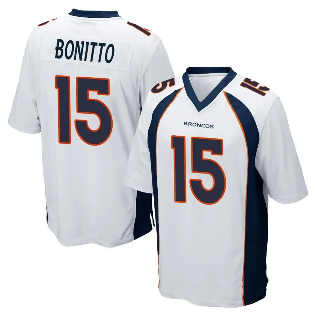 tocy D.Broncos #15 Nik Bonitto Player White Game Stitched Jerseys