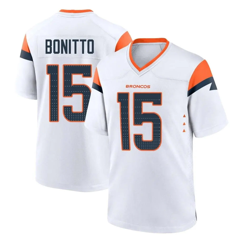 tocy D.Broncos #15 Nik Bonitto Player White Home Game Stitched Jerseys
