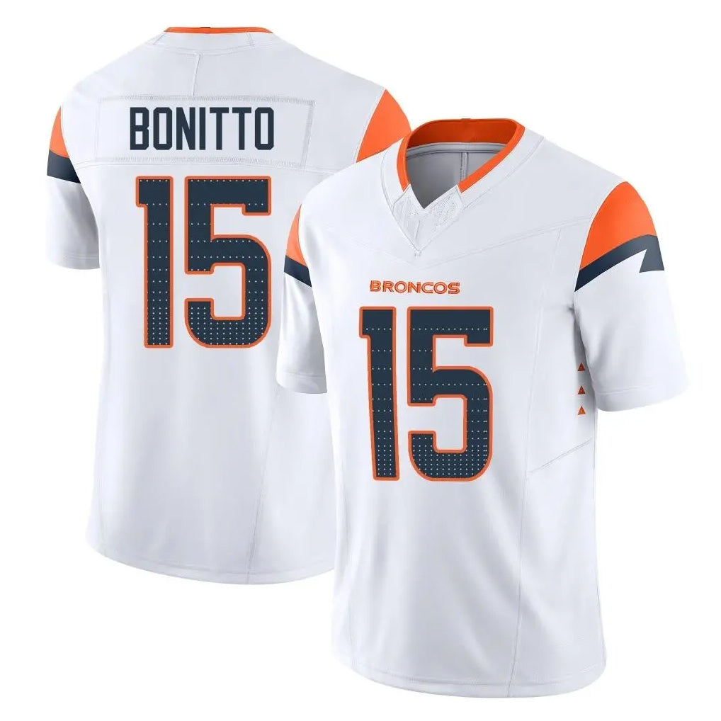 tocy D.Broncos #15 Nik Bonitto Player White Limited Vapor F.U.S.E. Home Game Stitched Jerseys