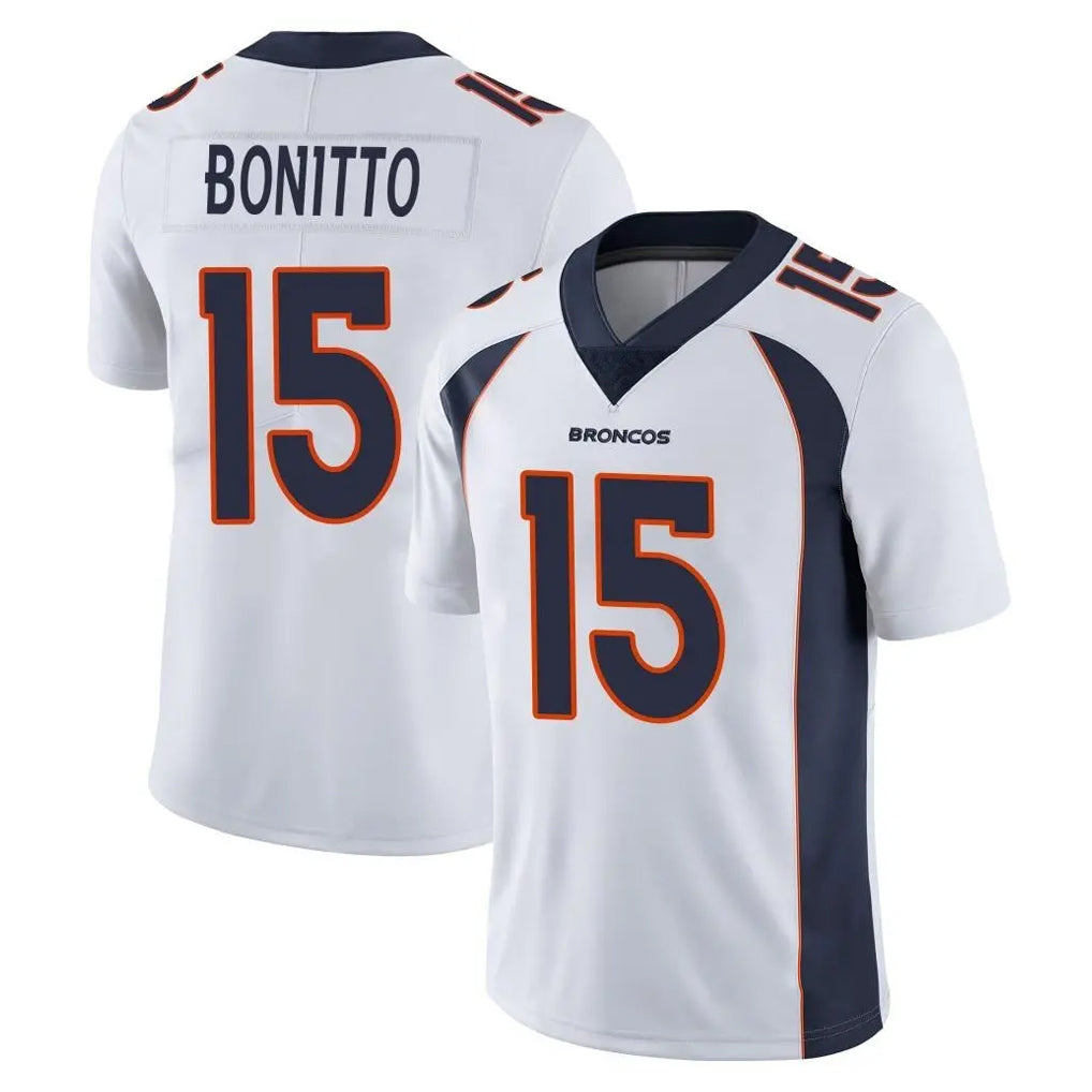 tocy D.Broncos #15 Nik Bonitto Player White Vapor Untouchable Limited Home Game Stitched Jerseys