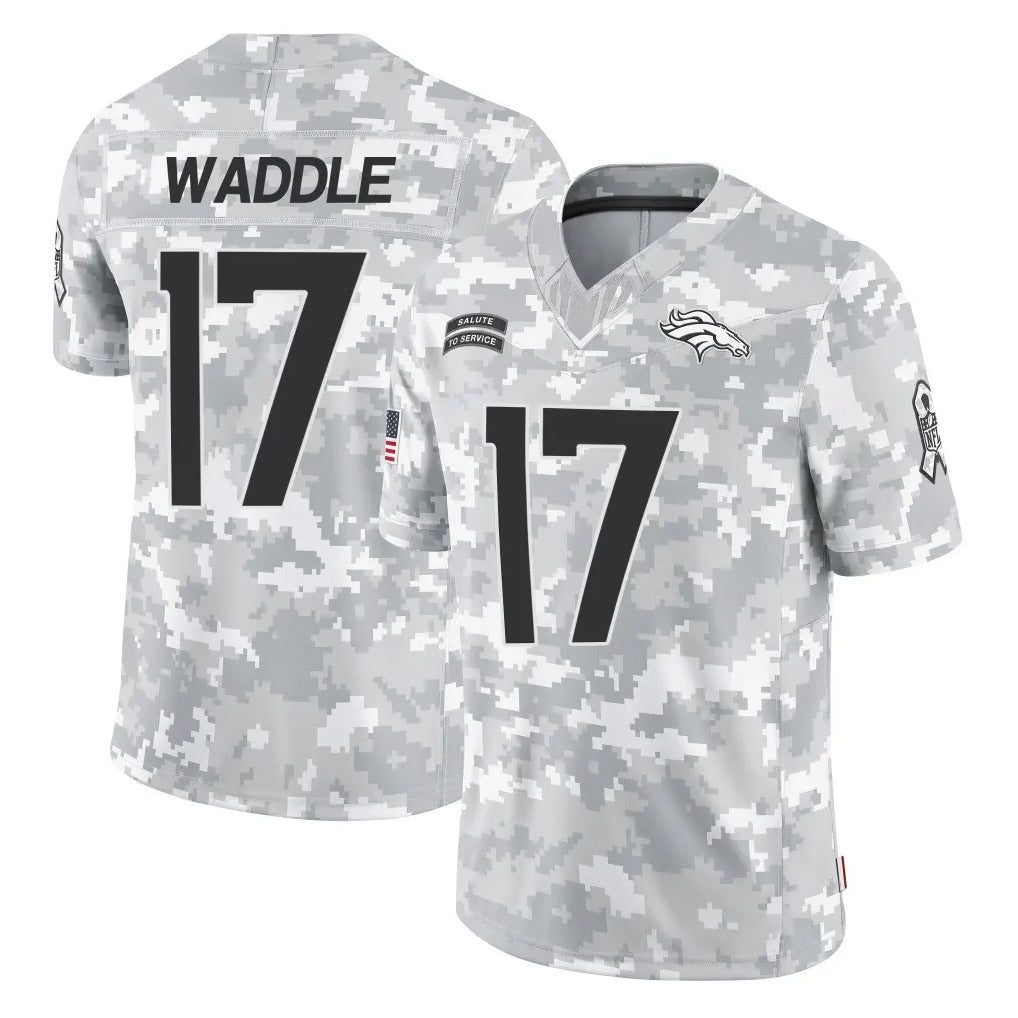tocy D.Broncos #17 Jaylen Waddle Player Arctic Camo Salute To Service Limited Stitched Jerseys