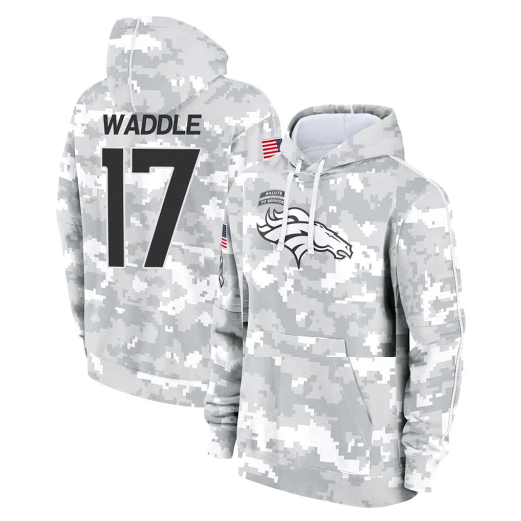 tocy D.Broncos #17 Jaylen Waddle Player Arctic Camo Salute to Service Hoodies Limited Game Stitched Jerseys