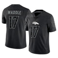 tocy D.Broncos #17 Jaylen Waddle Player Black Reflective Limited Stitched Jerseys