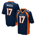 tocy D.Broncos #17 Jaylen Waddle Player Navy Game Stitched Jerseys