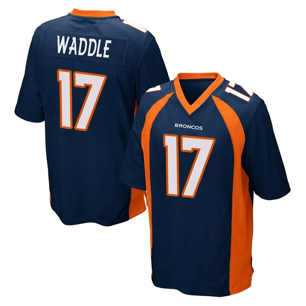 tocy D.Broncos #17 Jaylen Waddle Player Navy Game Stitched Jerseys