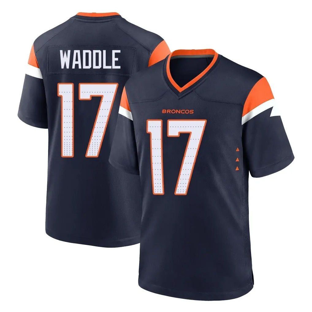 tocy D.Broncos #17 Jaylen Waddle Player Navy Home Game Stitched Jerseys