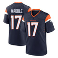 tocy D.Broncos #17 Jaylen Waddle Player Navy Home Game Stitched Jerseys