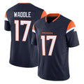 tocy D.Broncos #17 Jaylen Waddle Player Navy Limited Vapor F.U.S.E. Home Game Stitched Jerseys