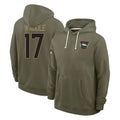 tocy D.Broncos #17 Jaylen Waddle Player Olive Salute to Service Pullover Hoodies Limited Stitched Jerseys