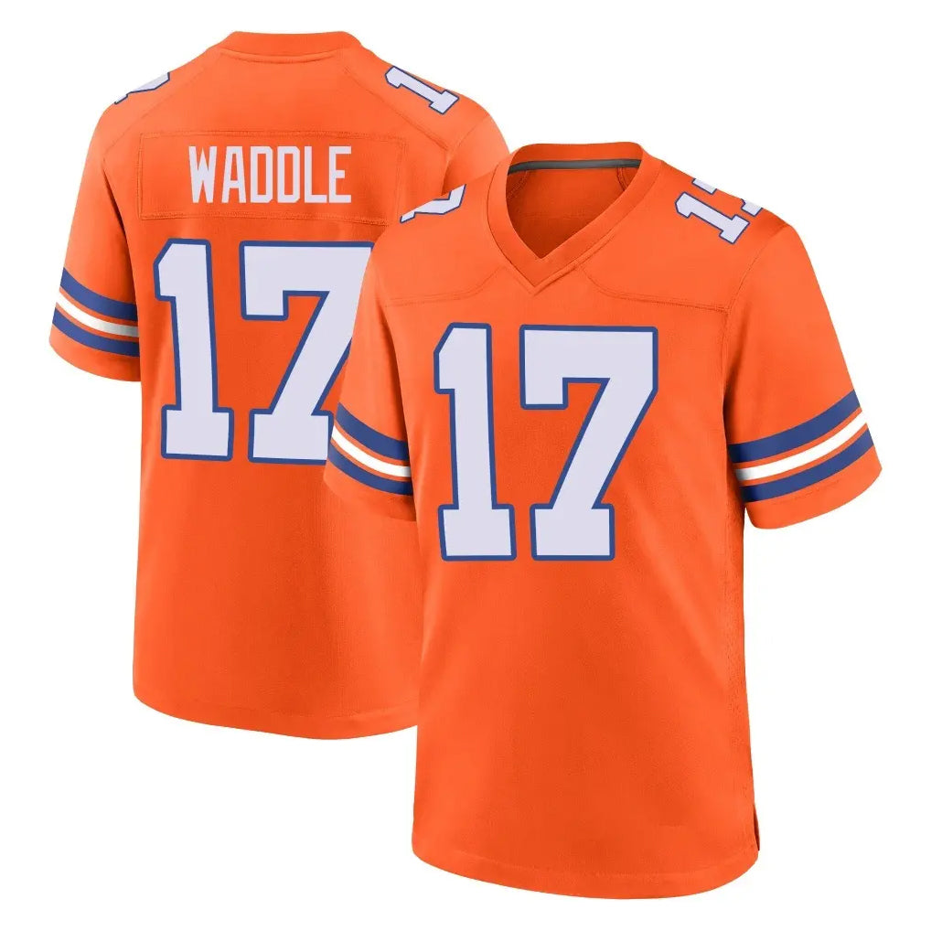 tocy D.Broncos #17 Jaylen Waddle Player Orange Alternate Collection Throwback Game Stitched Jerseys