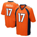 tocy D.Broncos #17 Jaylen Waddle Player Orange Color Home Game Stitched Jerseys