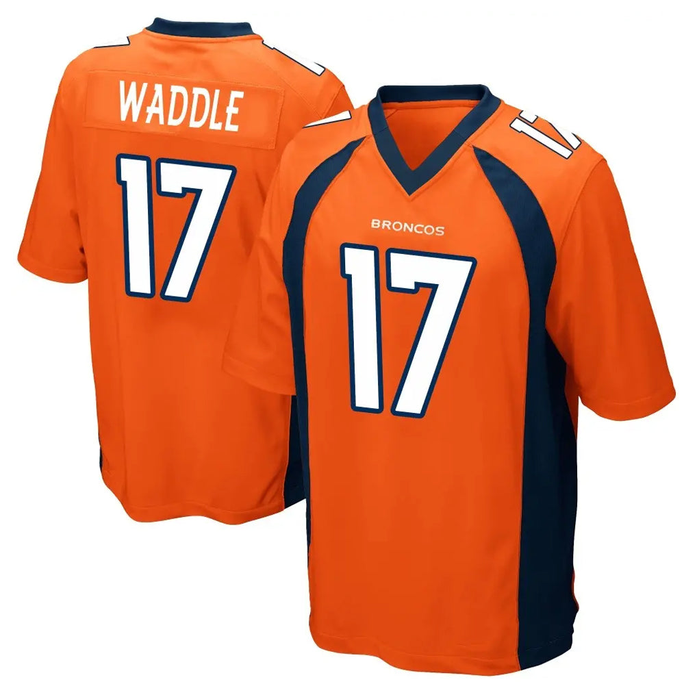 tocy D.Broncos #17 Jaylen Waddle Player Orange Color Home Game Stitched Jerseys