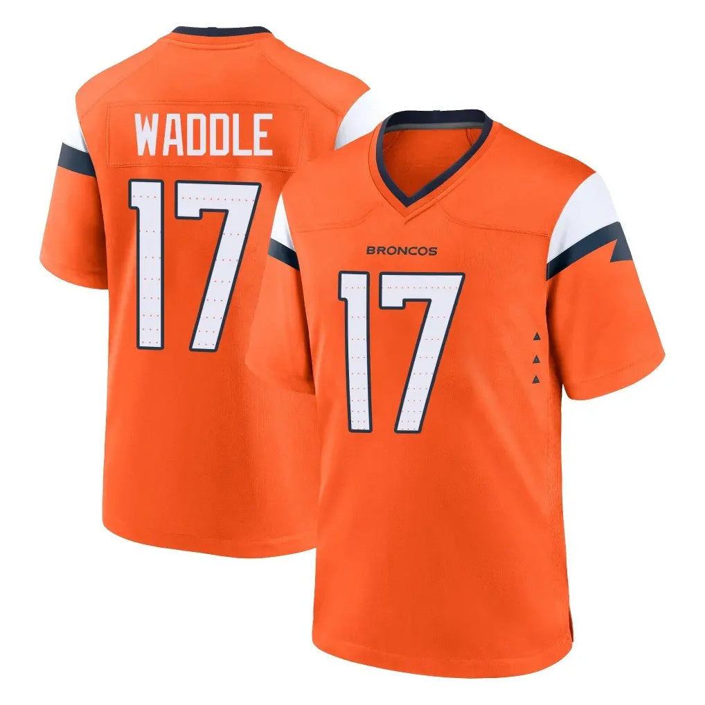 tocy D.Broncos #17 Jaylen Waddle Player Orange Home Game Stitched Jerseys