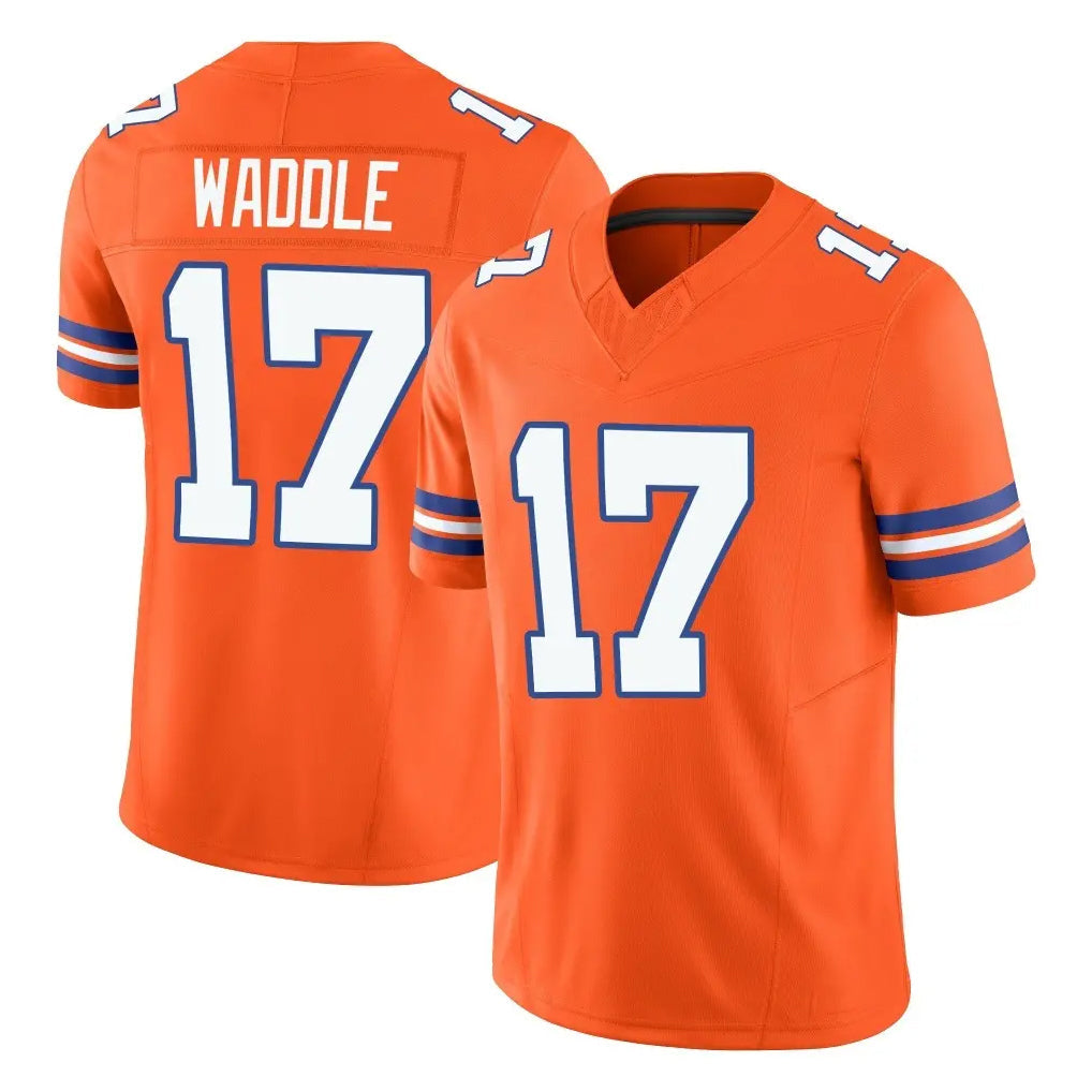 tocy D.Broncos #17 Jaylen Waddle Player Orange Limited Alternate Vapor F.U.S.E. Throwback Game Stitched Jerseys