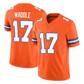 tocy D.Broncos #17 Jaylen Waddle Player Orange Limited Alternate Vapor F.U.S.E. Throwback Game Stitched Jerseys