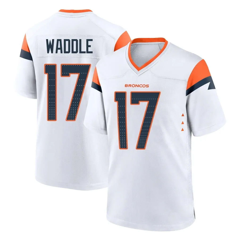 tocy D.Broncos #17 Jaylen Waddle Player White Home Game Stitched Jerseys