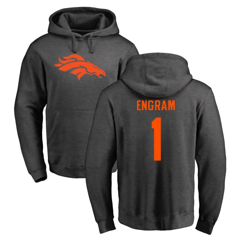 tocy D.Broncos #1 Evan Engram Player Ash One Color Pullover Hoodie Limited Stitched Jerseys