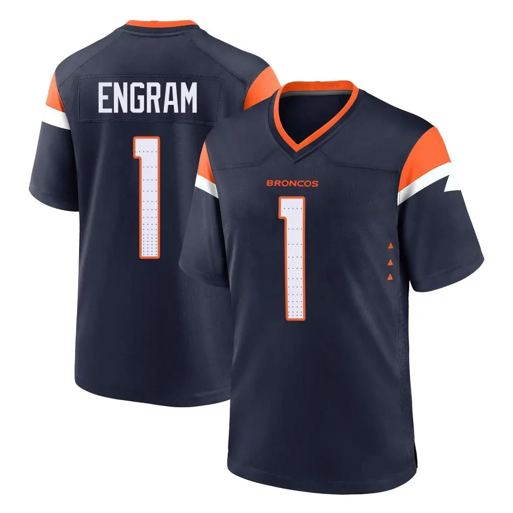tocy D.Broncos #1 Evan Engram Player Navy Home Game Stitched Jerseys