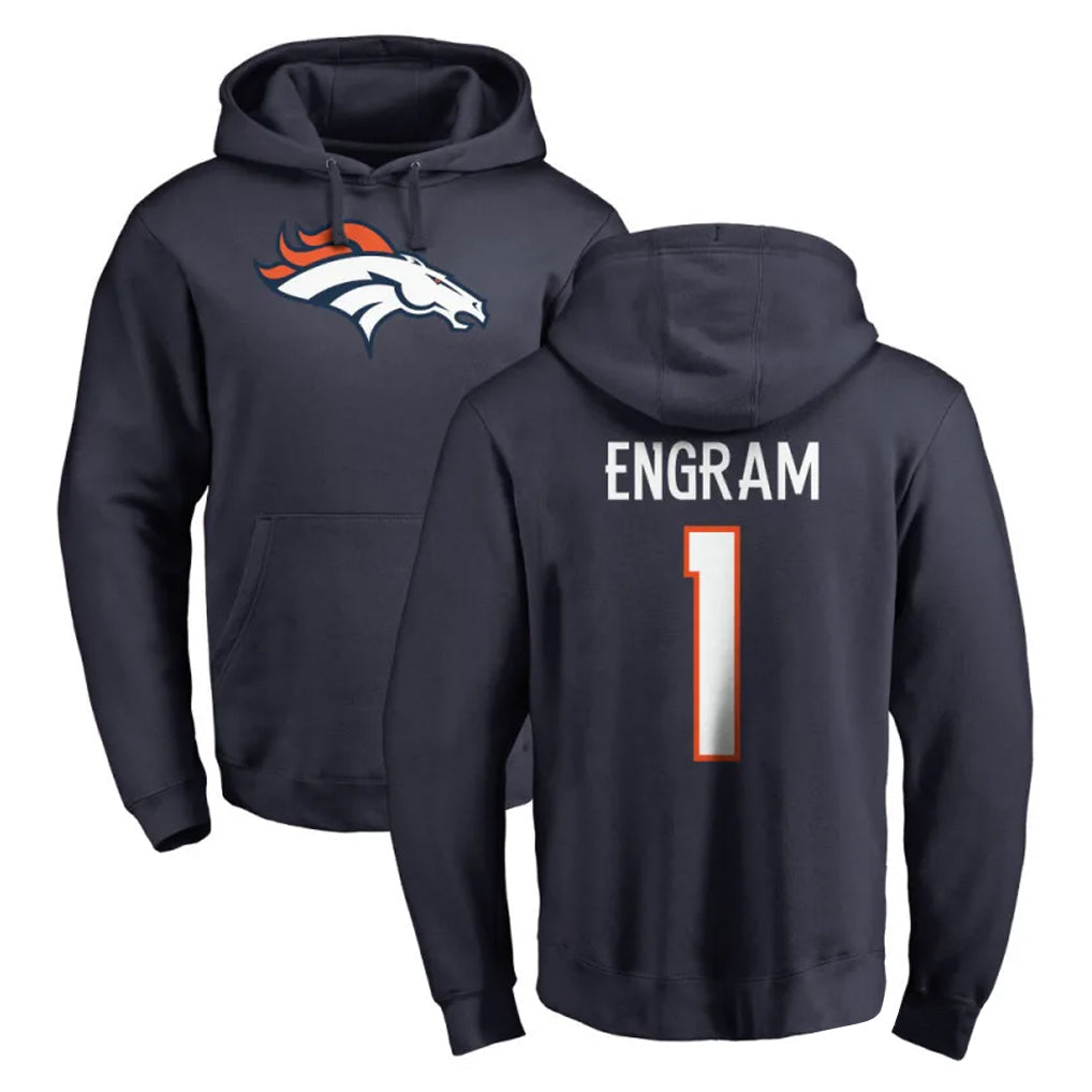 tocy D.Broncos #1 Evan Engram Player Navy Pullover Hoodie Limited Stitched Jerseys