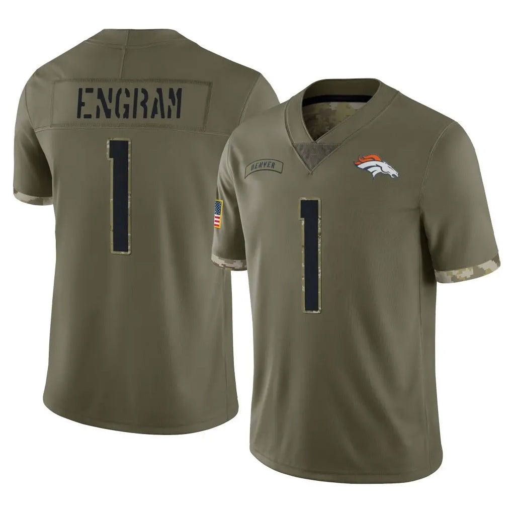 tocy D.Broncos #1 Evan Engram Player Olive Salute To Service Limited Stitched Jerseys