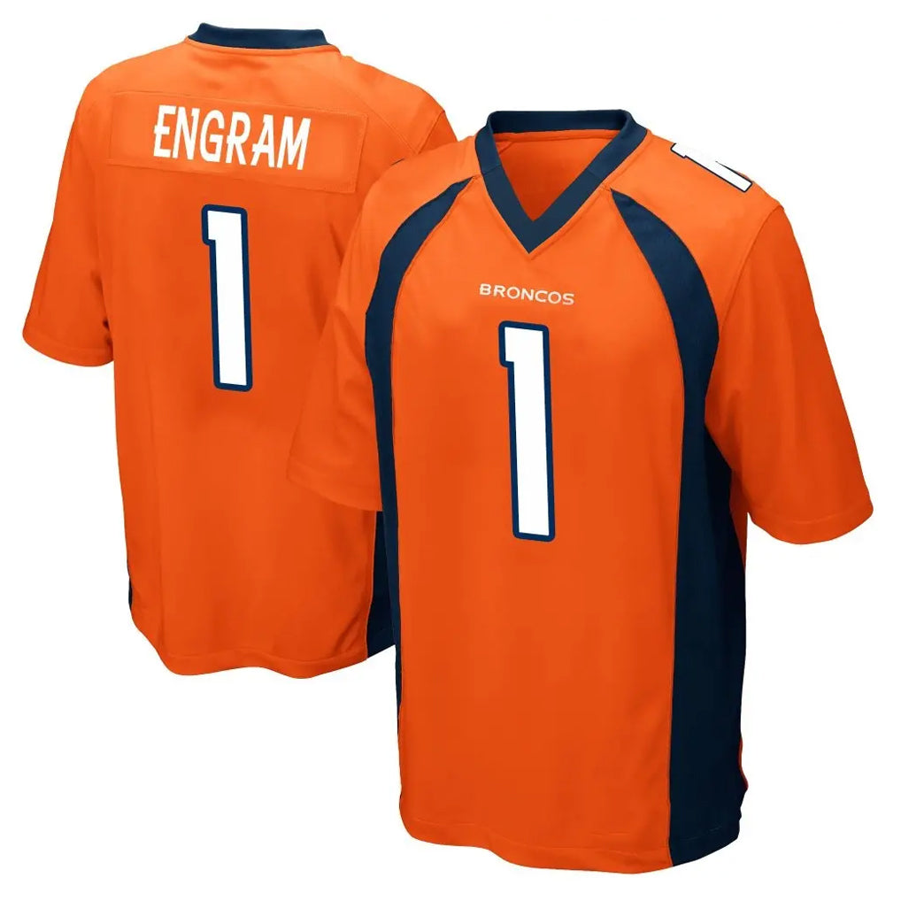 tocy D.Broncos #1 Evan Engram Player Orange Color Home Game Stitched Jerseys