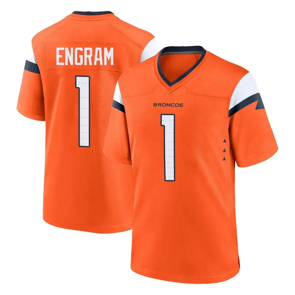 tocy D.Broncos #1 Evan Engram Player Orange Home Game Stitched Jerseys