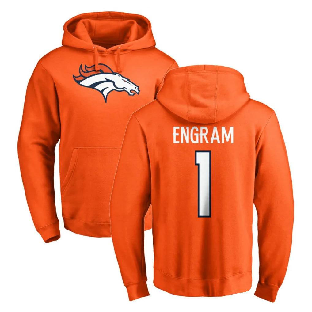 tocy D.Broncos #1 Evan Engram Player Orange Pullover Hoodie Limited Stitched Jerseys