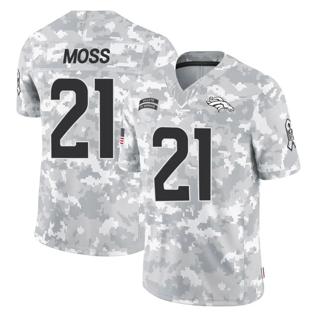 tocy D.Broncos #21 Riley Moss Player Arctic Camo Salute To Service Limited Stitched Jerseys