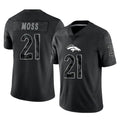 tocy D.Broncos #21 Riley Moss Player Black Reflective Limited Stitched Jerseys