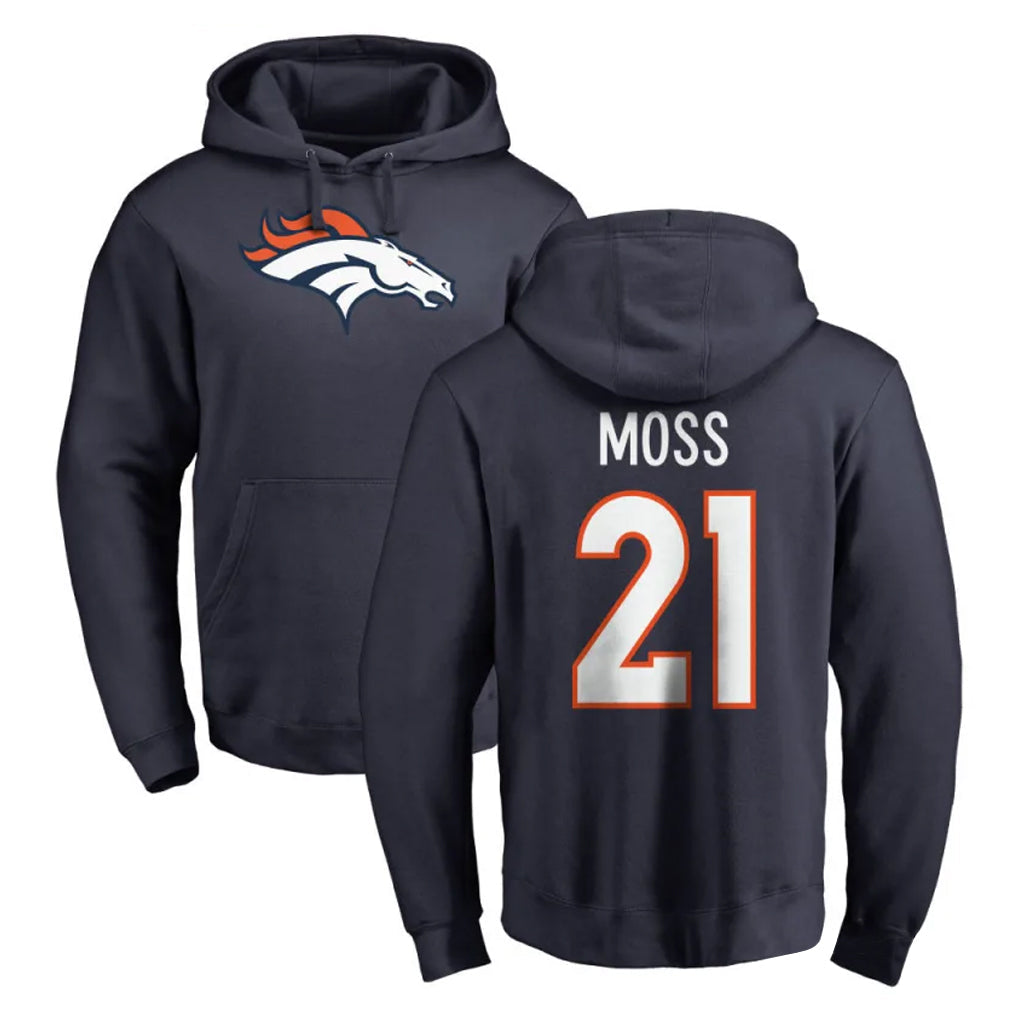 tocy D.Broncos #21 Riley Moss Player Navy Pullover Hoodie Limited Stitched Jerseys
