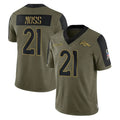 tocy D.Broncos #21 Riley Moss Player Olive Salute To Service Limited Game Stitched Jerseys