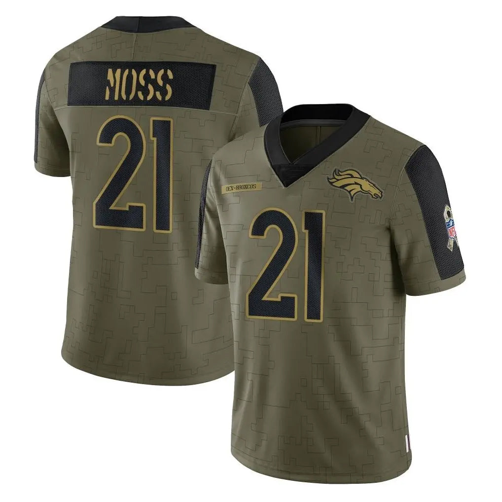 tocy D.Broncos #21 Riley Moss Player Olive Salute To Service Limited Game Stitched Jerseys