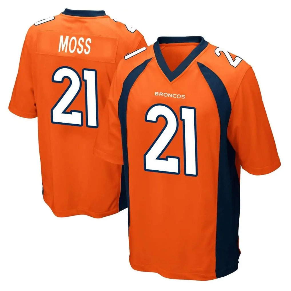 tocy D.Broncos #21 Riley Moss Player Orange Color Home Game Stitched Jerseys