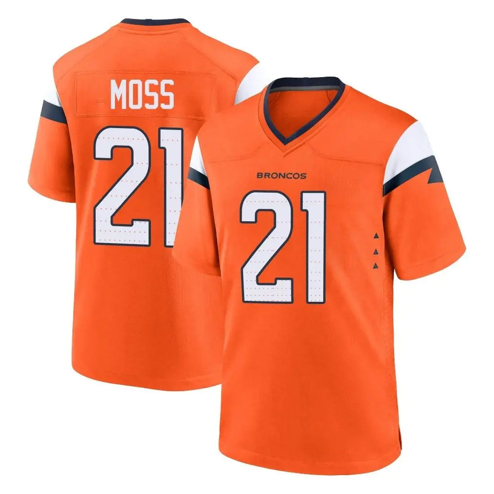 tocy D.Broncos #21 Riley Moss Player Orange Home Game Stitched Jerseys