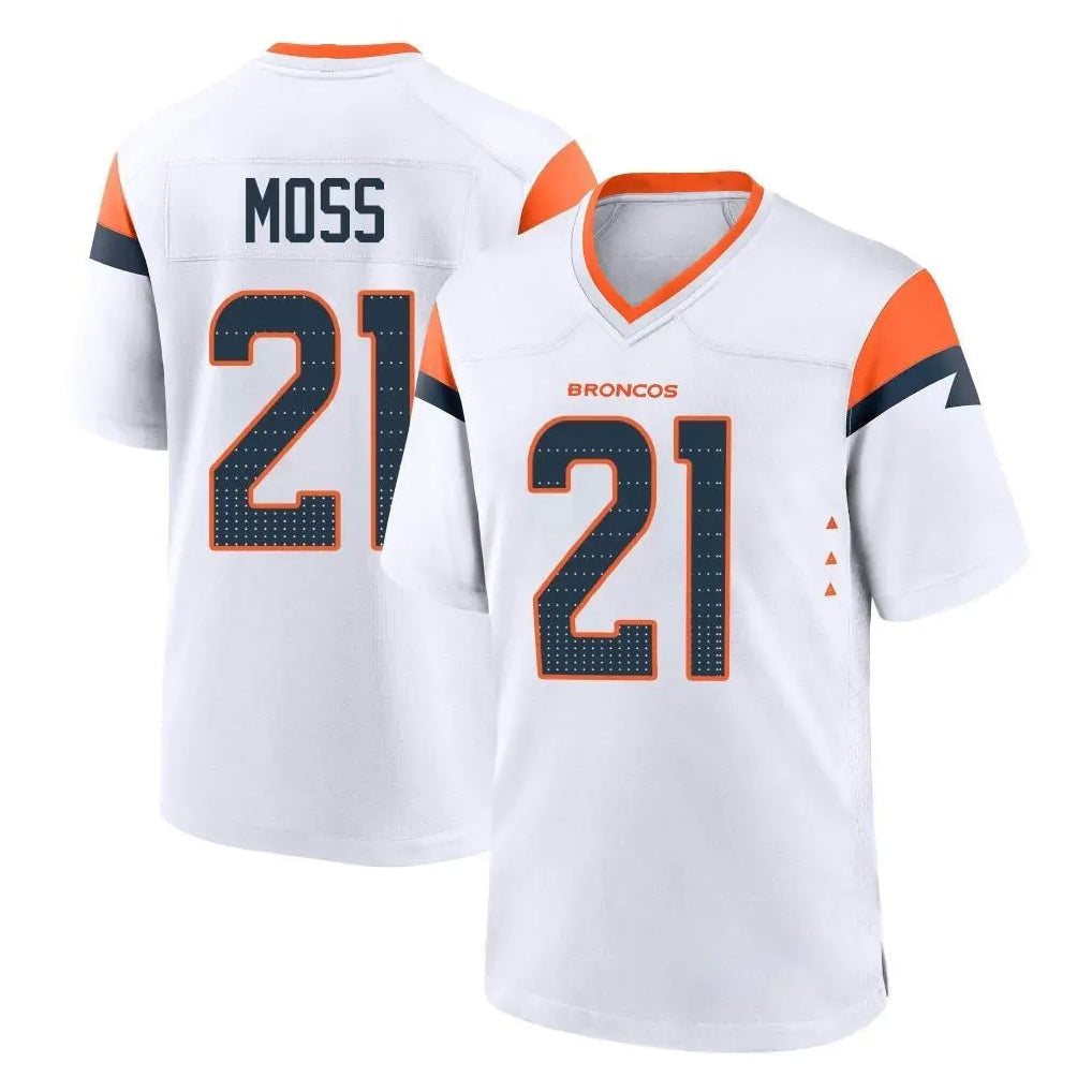 tocy D.Broncos #21 Riley Moss Player White Home Game Stitched Jerseys