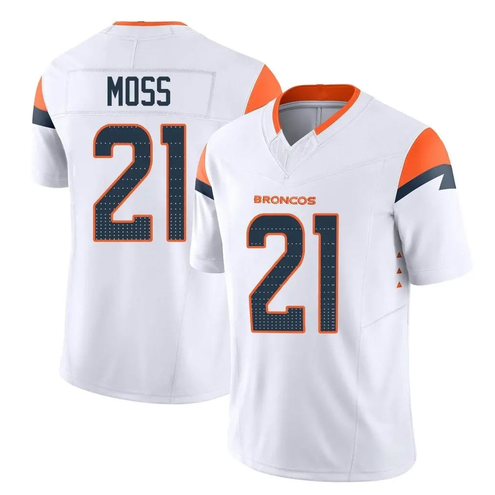 tocy D.Broncos #21 Riley Moss Player White Limited Vapor F.U.S.E. Home Game Stitched Jerseys