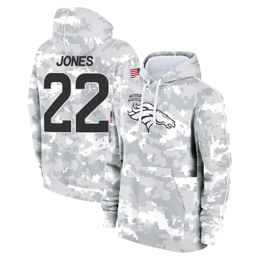 tocy D.Broncos #22 Brandon Jones Player Arctic Camo Salute to Service Hoodies Limited Game Stitched Jerseys