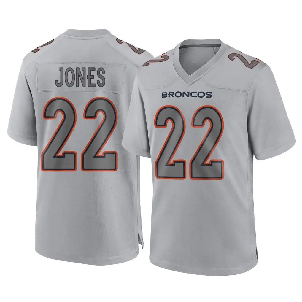 tocy D.Broncos #22 Brandon Jones Player Gray Atmosphere Fashion Limited Game Stitched Jerseys
