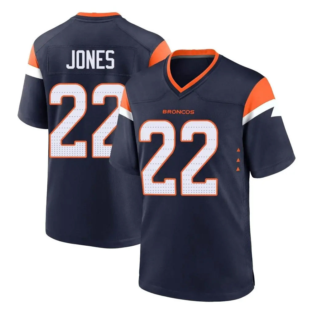 tocy D.Broncos #22 Brandon Jones Player Navy Home Game Stitched Jerseys