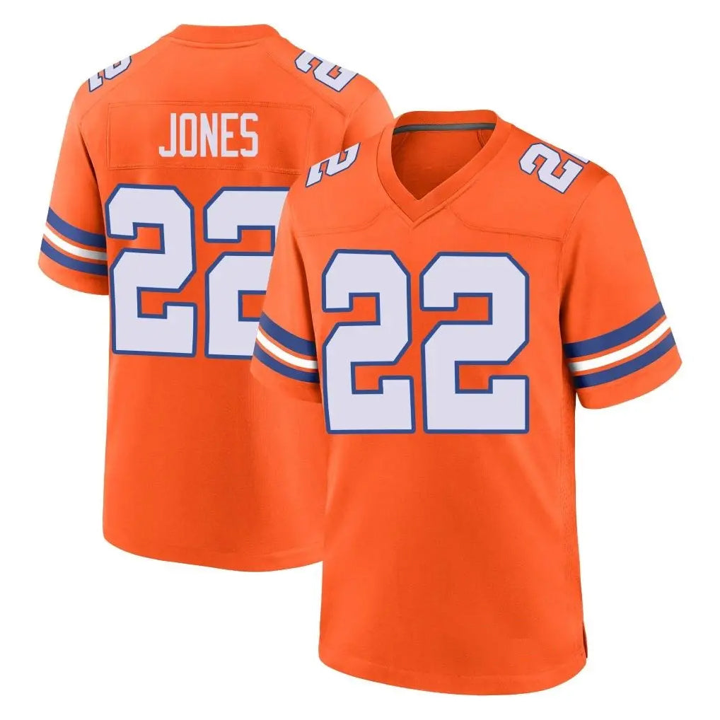 tocy D.Broncos #22 Brandon Jones Player Orange Alternate Collection Throwback Game Stitched Jerseys